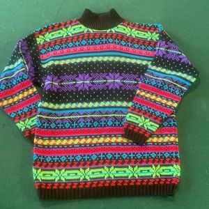 Vintage neon fair isle sweater